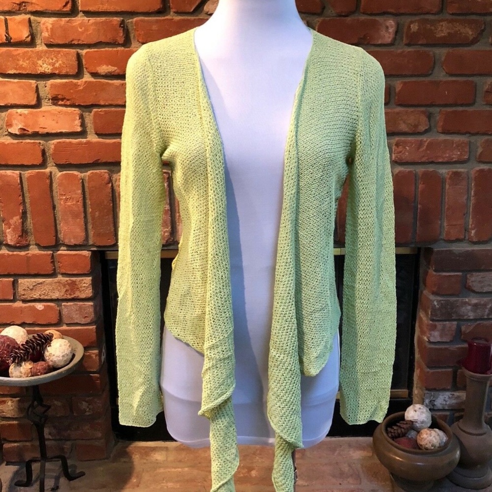 Green Draping Open-Front Layering Jacket Shirt - image 6